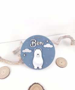 Handbemaltes Namensschild personalisiert mit Eisbär