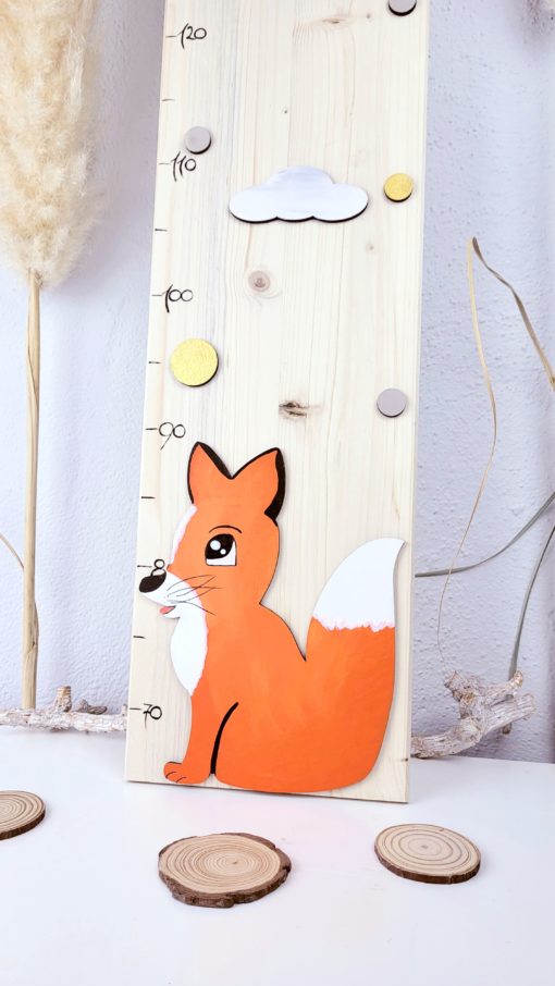 Kindermesslatte handbemalt und personalisiert Fuchs