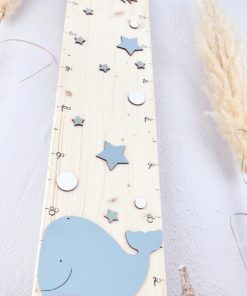 Kindermesslatte aus Holz Personalisiert und handbemalt Wal