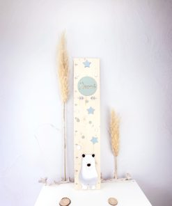 Kindermesslatte aus Holz Personalisiert und handbemalt Eisbär