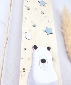Kindermesslatte aus Holz Personalisiert und handbemalt Eisbär