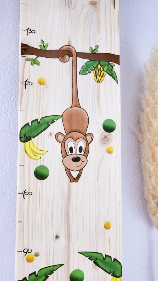 Kindermesslatte aus Holz personalisiert und Bedruckt mit Affen Motiv