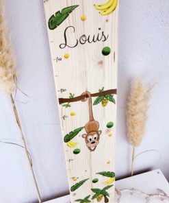 Kindermesslatte aus Holz personalisiert und Bedruckt mit Affen Motiv