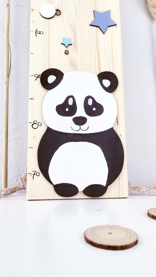Panda Messlatte aus Holz für Kinder personalisiert