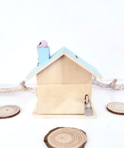 Haus Spardose aus Holz Personalisiert und handbemalt Einhorn