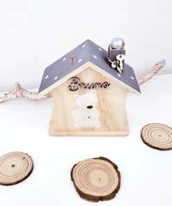 Spardose aus Holz handbemalt und personalisiert Eisbär