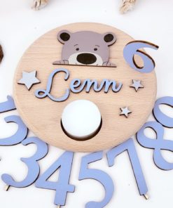 Geburtstagsteller Waldtiere Bär handbemalt und personalisiert mit Zahlen