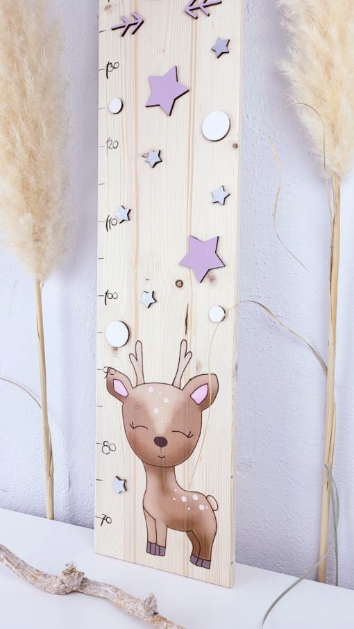 Kindermesslatte aus Holz handbemalt und personalisiert Hirsch