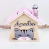 Spardose aus Holz handbemalt und personalisiert Katze