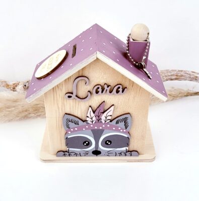 Spardose Boho Waschbär Personalisiert