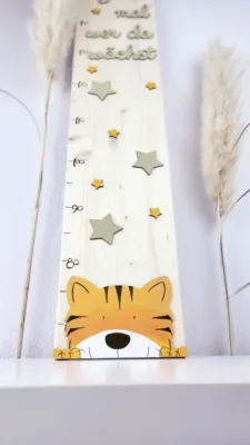 Kindermesslatte personalisiert mit Tiger Motiv