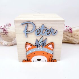 Große Würfelspardose Boho- Fuchs